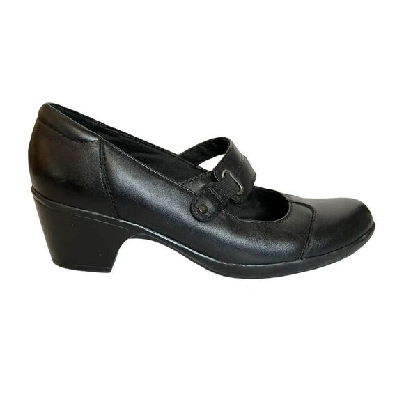 Clarks Bendables Ingalls Siene Black Leather Mary Jane Shoes - Picture 1 of 6